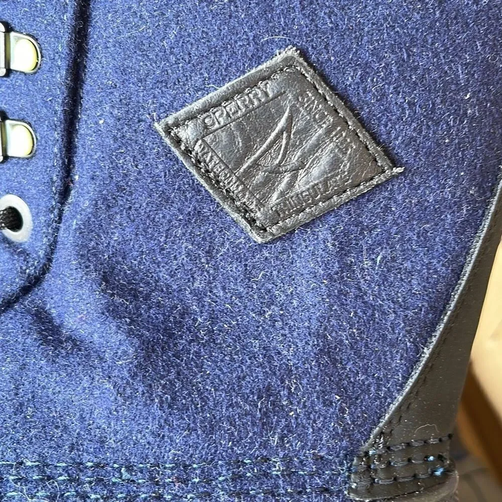 Sperry Mens Snow Boots Lace Up‎ Rubber Outsole Ice Bay Wool Navy Size 7.5